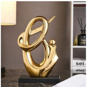 Abstract Sculpture With Base, Gold/Black