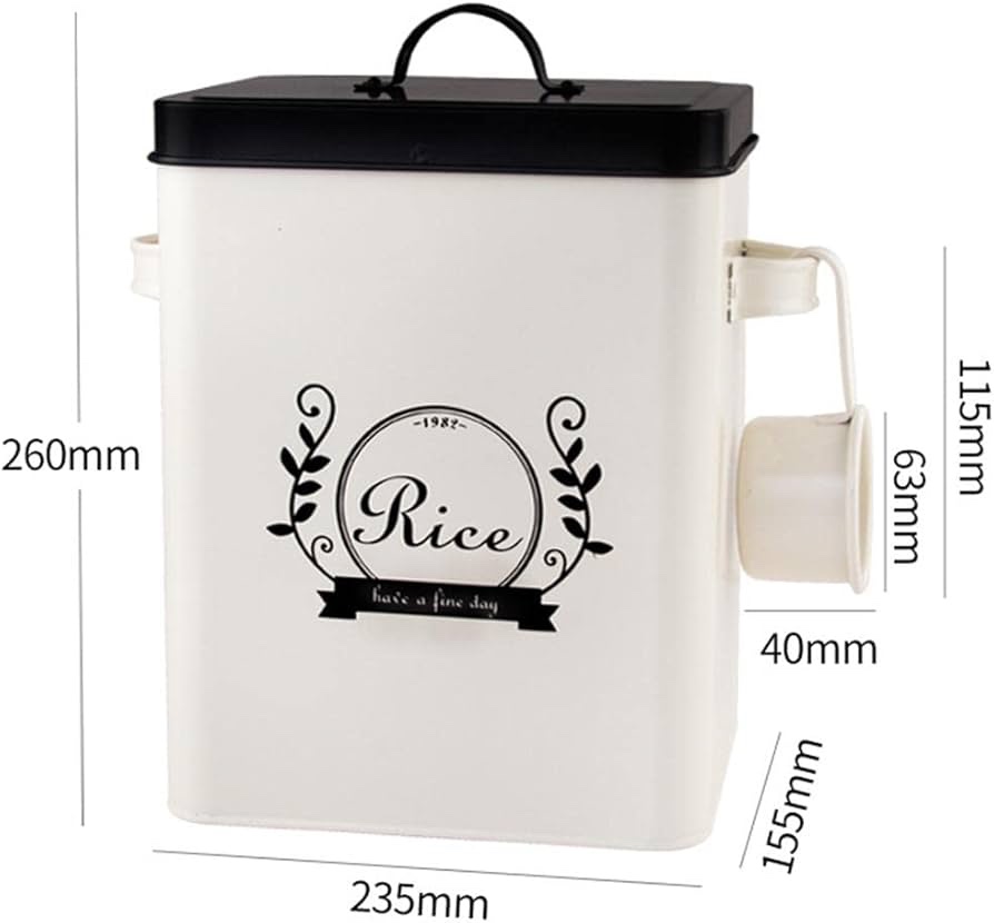 Galvanized Metallic 5Kg Rice Bin 5 L Rice Storage Container with Scoop - Image 4