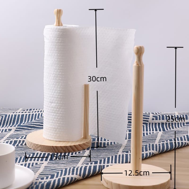 Bamboo Tissue Holder, Towel Holder Wooden Kitchen Bathroom Restaurant Durable Anti-Skid Tissue Vertical Stand Rack Hook Storage Accessories - Image 2