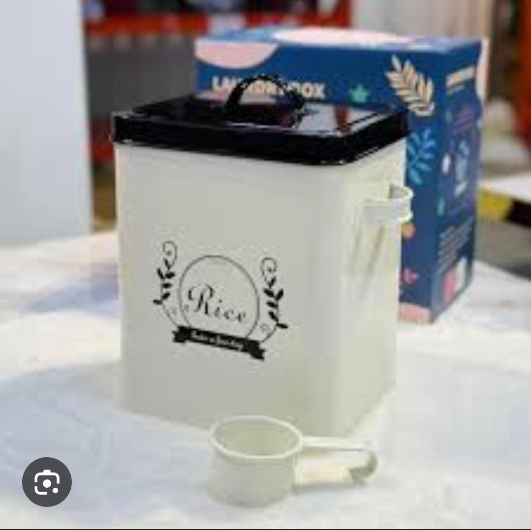 Galvanized Metallic 5Kg Rice Bin 5 L Rice Storage Container with Scoop - Image 3