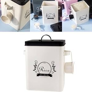 Galvanized Metallic 5Kg Rice Bin 5 L Rice Storage Container with Scoop