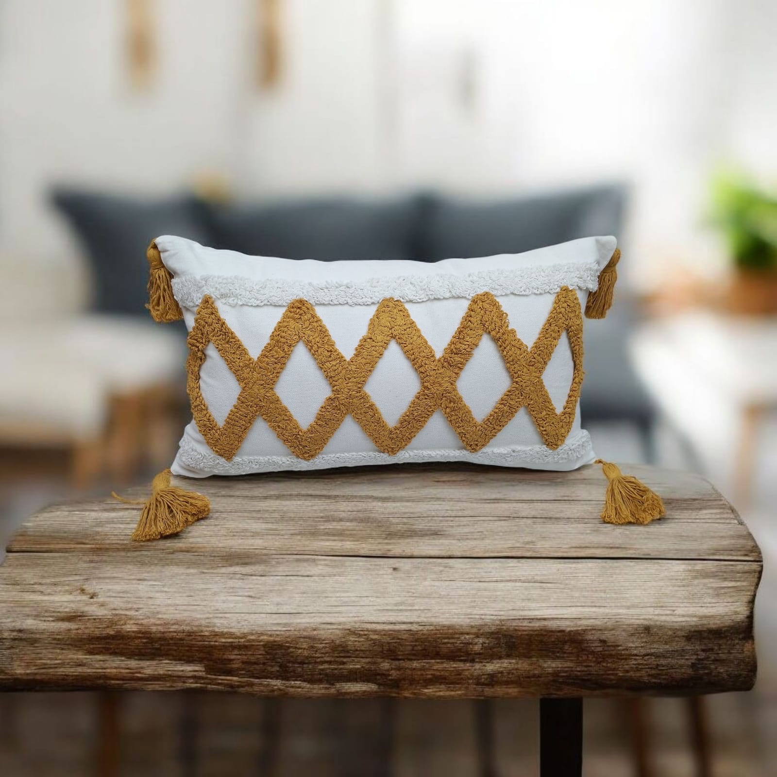 Boho Lumbar Throw Pillow Cases Size 30x45cm Cushion Cover With Tassels - Image 5