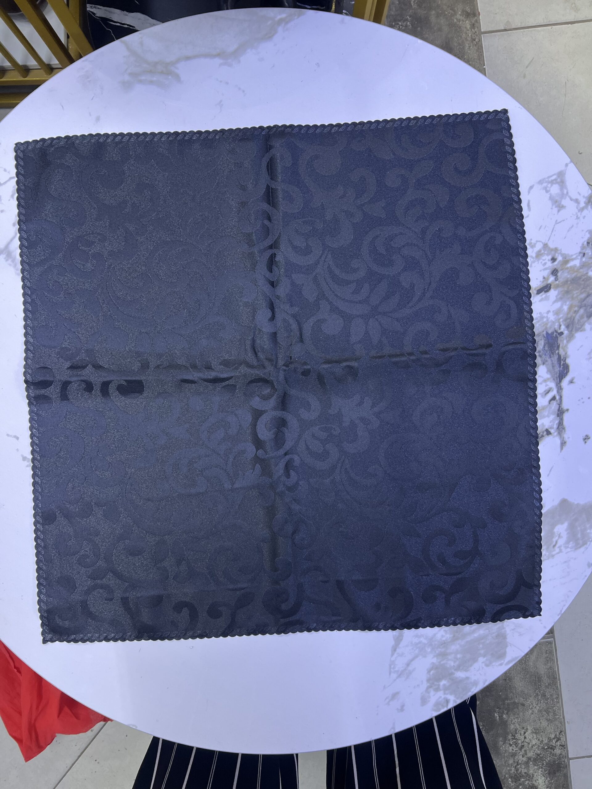 Dining Napkins Damask Cloth Napkin, Washable Napkins with Hemmed Edges 20"X20" , Reusable Napkins for Xmas, Weddings, Banquet, Festival Celebration (Black - Flower design) - Image 3