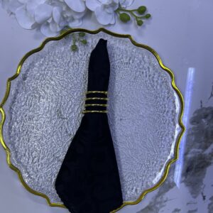 Dining Napkins Damask Cloth Napkin, Washable Napkins with Hemmed Edges 20"X20" , Reusable Napkins for Xmas, Weddings, Banquet, Festival Celebration (Black - Flower design)