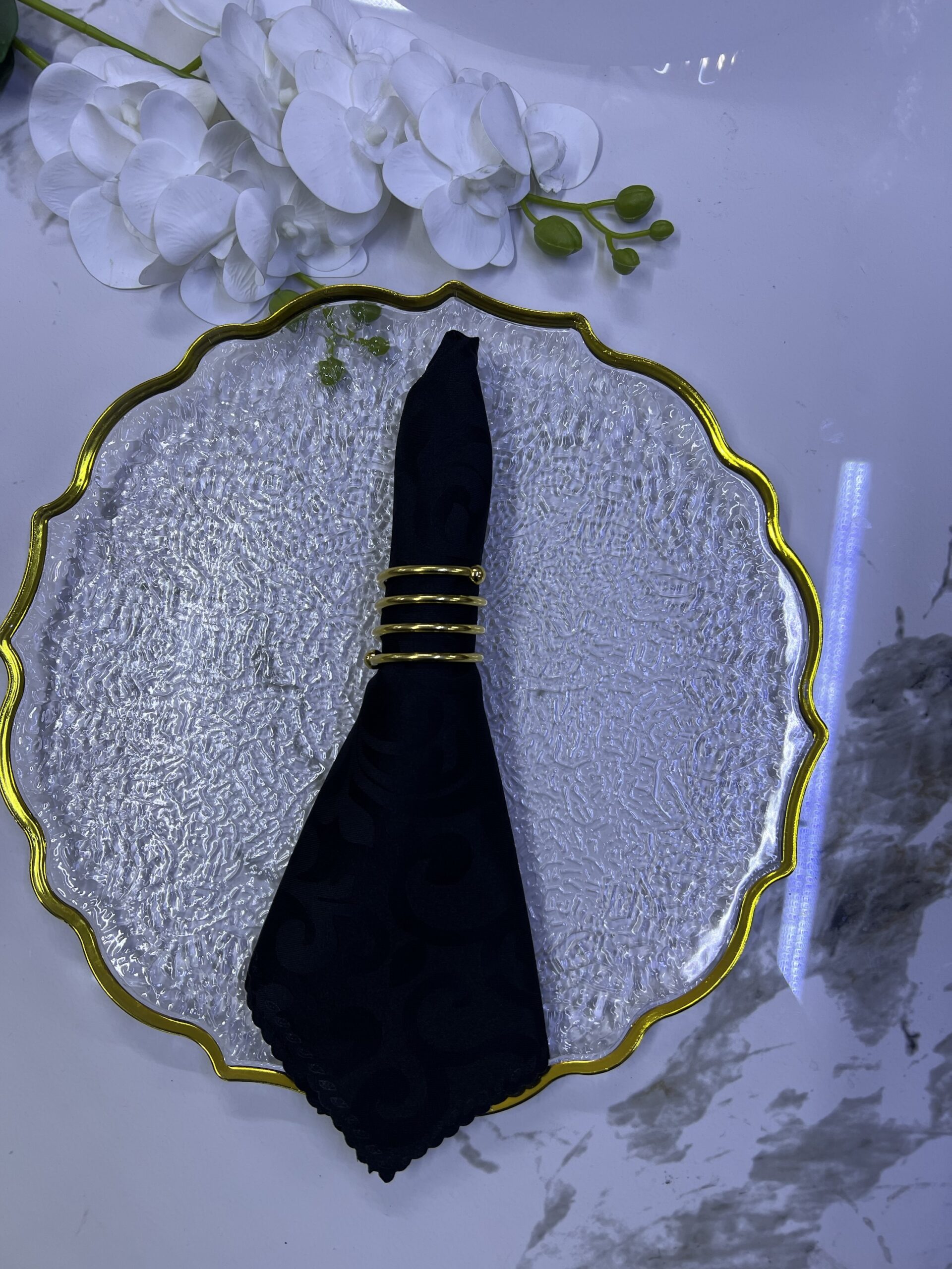 Dining Napkins Damask Cloth Napkin, Washable Napkins with Hemmed Edges 20"X20" , Reusable Napkins for Xmas, Weddings, Banquet, Festival Celebration (Black - Flower design)