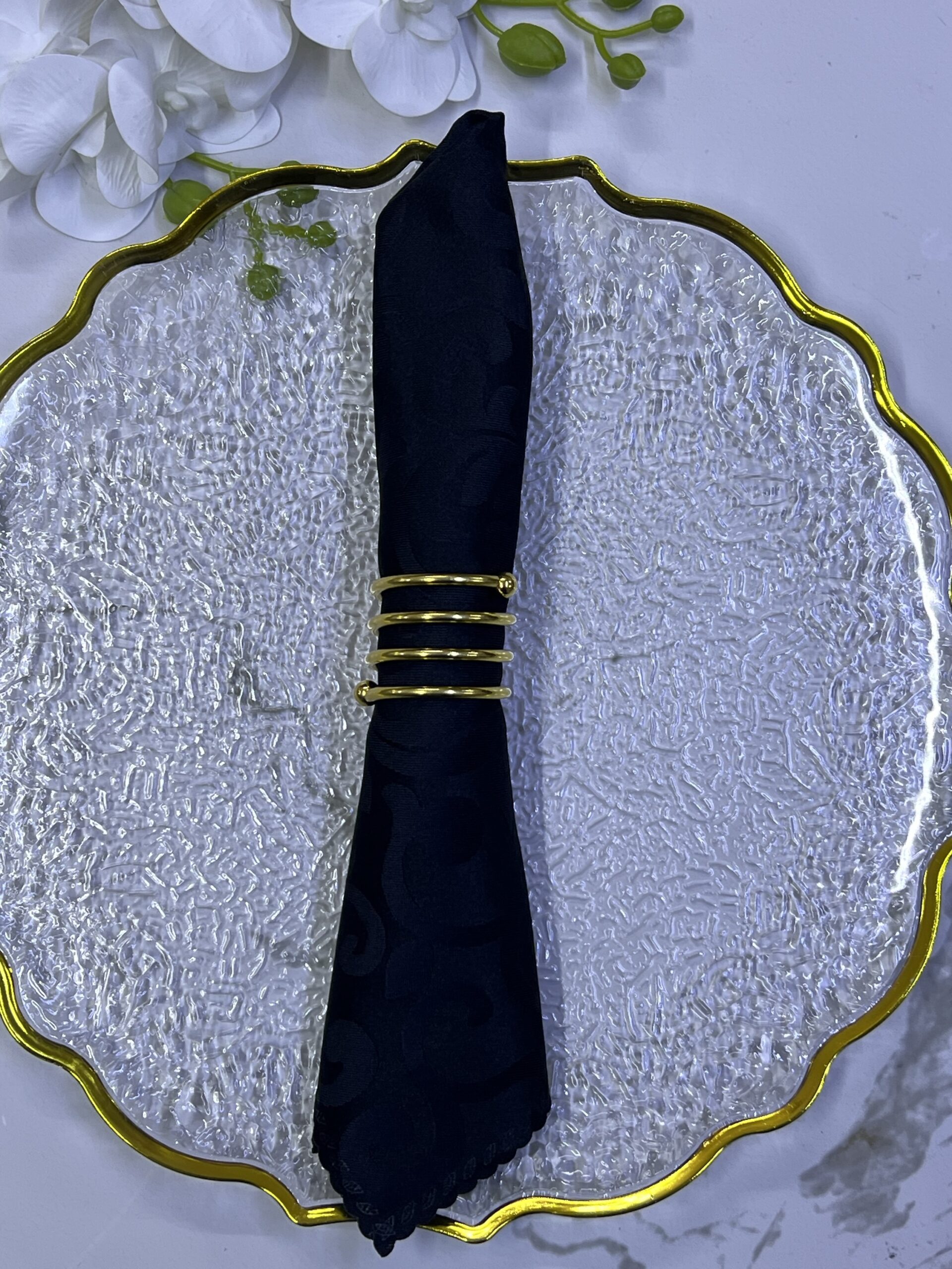 Dining Napkins Damask Cloth Napkin, Washable Napkins with Hemmed Edges 20"X20" , Reusable Napkins for Xmas, Weddings, Banquet, Festival Celebration (Black - Flower design) - Image 2