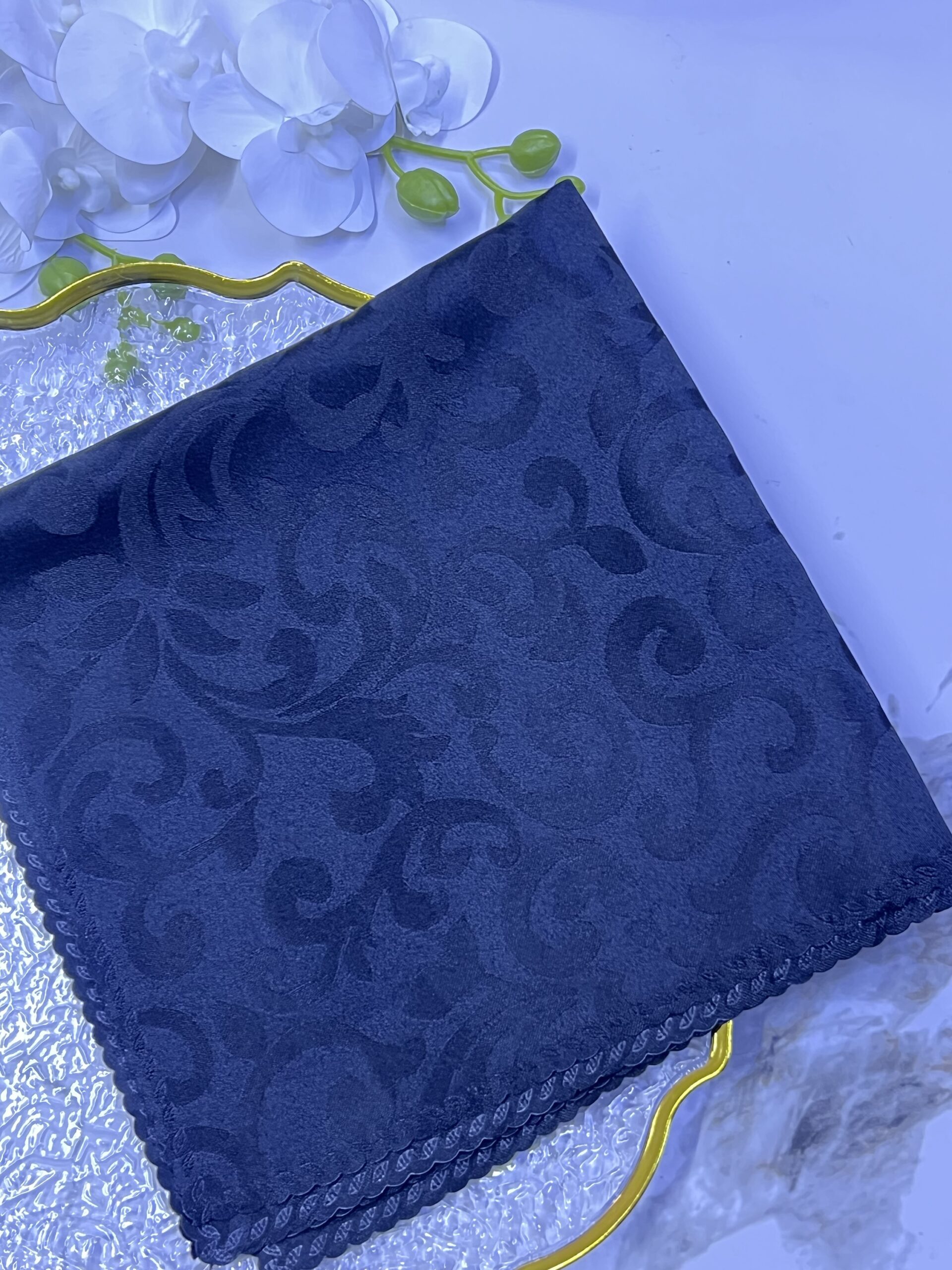 Dining Napkins Damask Cloth Napkin, Washable Napkins with Hemmed Edges 20"X20" , Reusable Napkins for Xmas, Weddings, Banquet, Festival Celebration (Black - Flower design) - Image 4