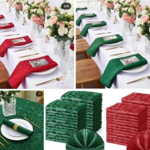 Dining Napkins Damask Cloth Napkin, Washable Napkins with Hemmed Edges 20"X20" , Reusable Napkins for Xmas, Weddings, Banquet, Festival Celebration Flower Design