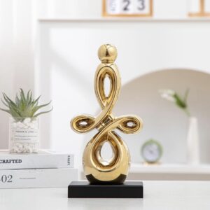 Ceramic Modern Art Statue, Golden Tabletop Decoration for Home, Living Room, Office