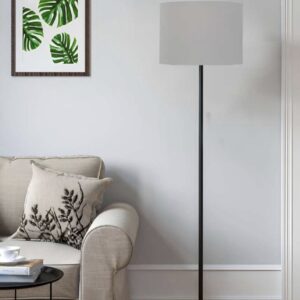 Gray Straight Floor Lamp with Black Stand Standing Light for Living Room, Bedroom and Office