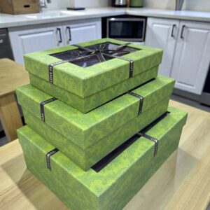 3 pc Gift Boxes Rectangular with Window Green Color Premium Quality Paper Perfect Packaging for Gifts Jewelry Christmas Birthdays Weddings Holidays Eco-Friendly Reusable Box