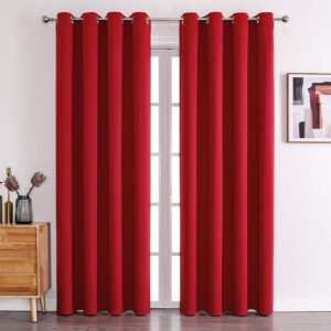 Luxury textured High Grade 2 Full  Curtains with a Sheer - Red