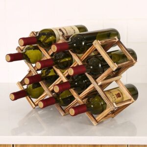 Foldable 10 Slot Wooden Wine Bottle Rack Perfect for home and restaurant use
