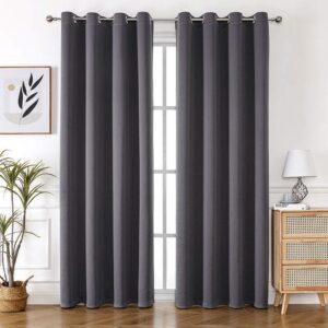 Gray Luxury textured High Grade 2 Full Curtains with 1 Sheer