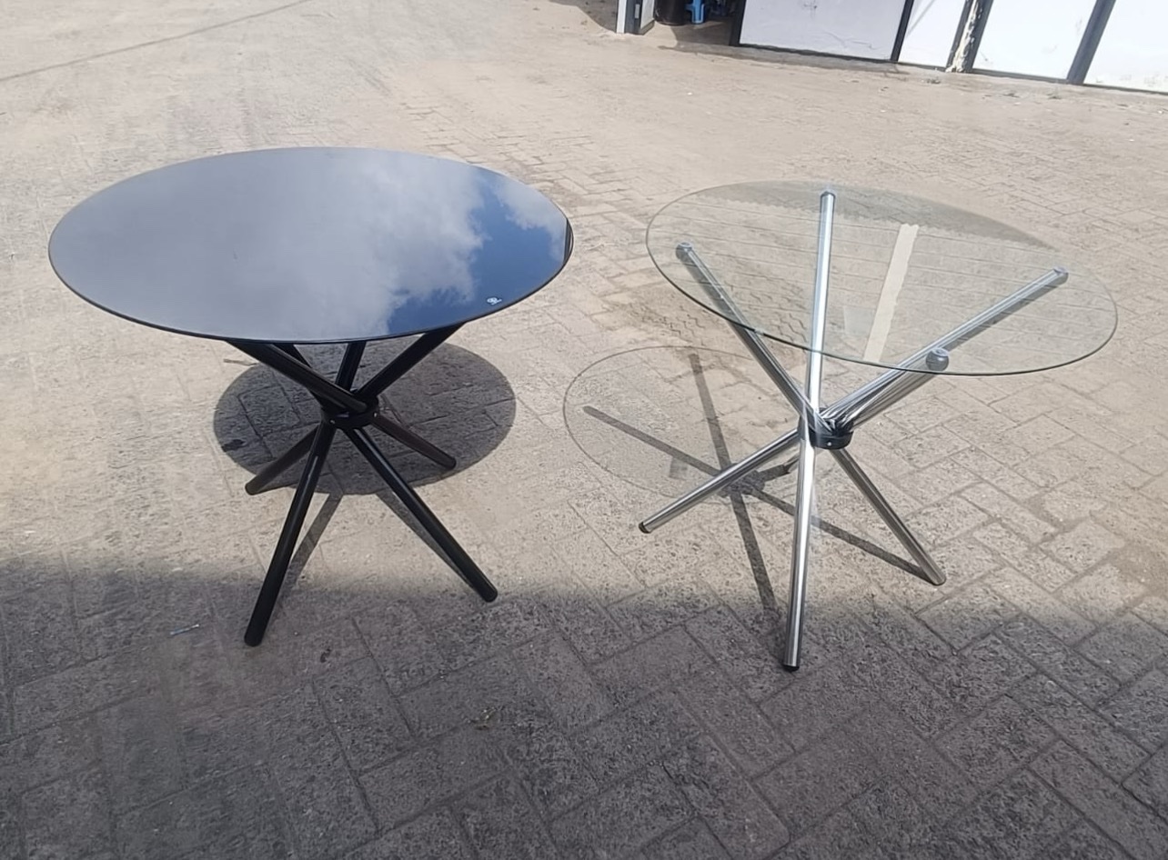 Round Clear Tempered Glass Dining Table with Silver Sturdy Stainless Steel Legs Fits 2-4 Chairs - Image 7