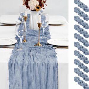 Dusty Blue Table Runners 10Ft Cheesecloth Table Runner
 Boho Gauze Table Runner Romantic Long Sheer Fabric Cheese Cloth Table Runners