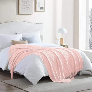 Jacquard Knitted tassel throw blankets Acrylic Cashmere Decorative Sofa or bed throw Orange Gray White Green Yellow