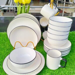 24pcs Ceramic Japanese White Dinner Set