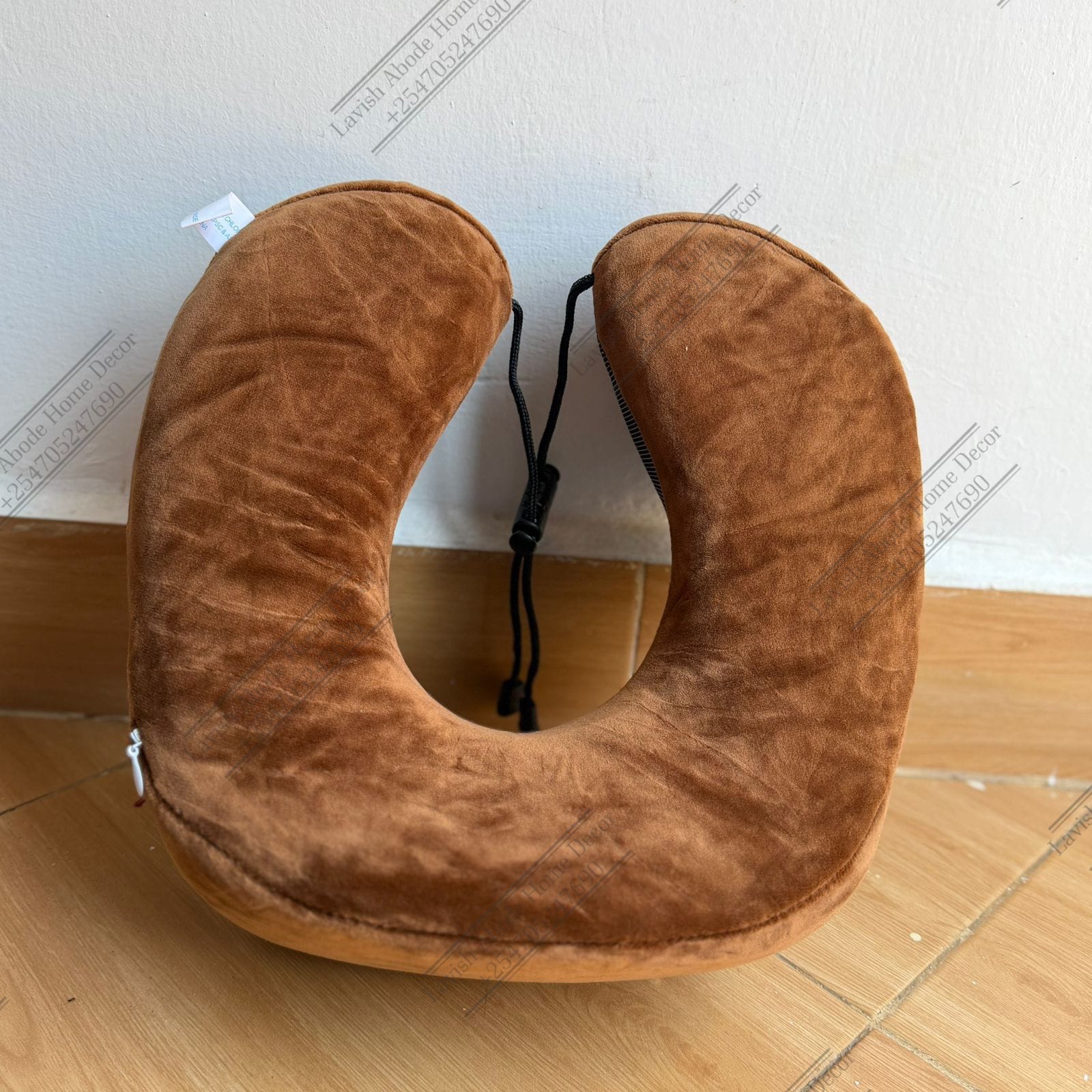 Ergonomic Neck Pillow Memory Foam Travel Compressable - Brown