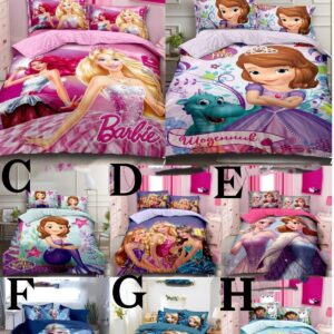 4pc Girls Themed Binded Cartoon Duvet With Bedsheet and 2 Pillow Cases 4 by 6
