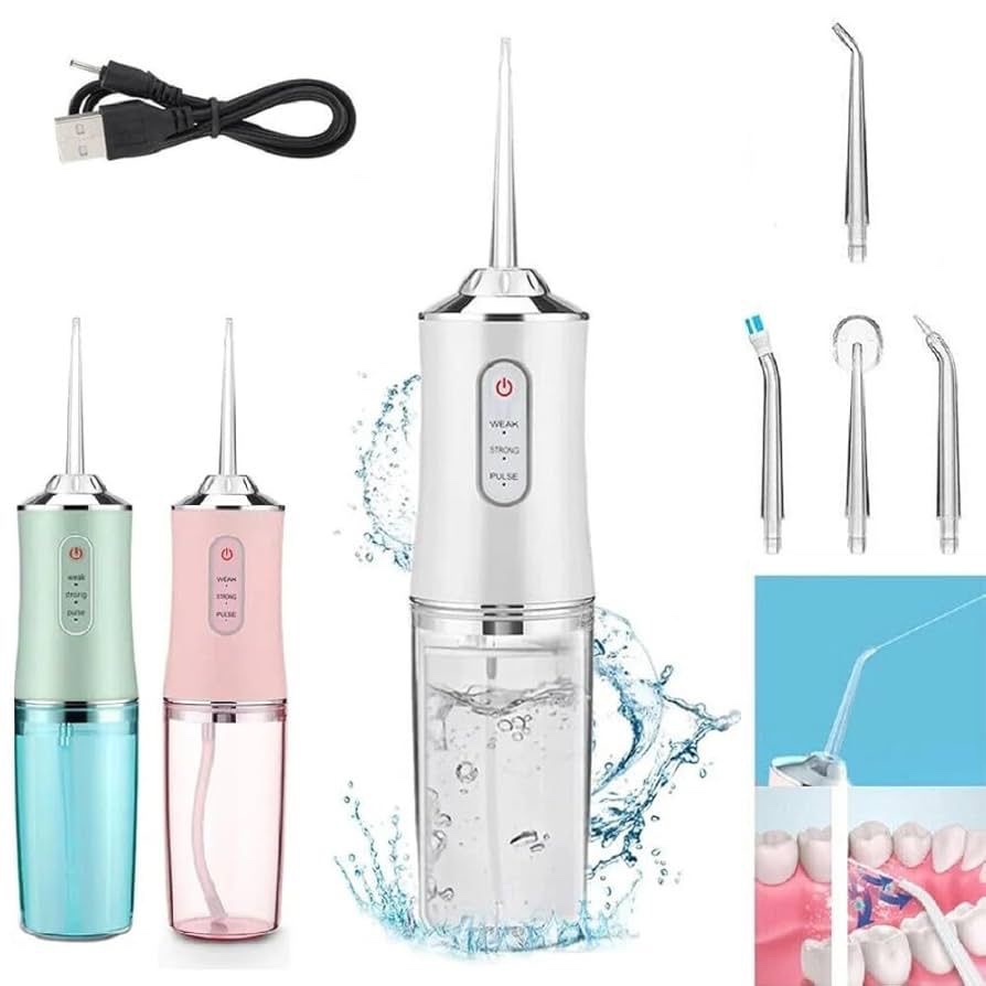 4 nozzles New Dental Water Jet Oral Irrigator / Teeth Cleaner/ Dental Water flosser green , white pink