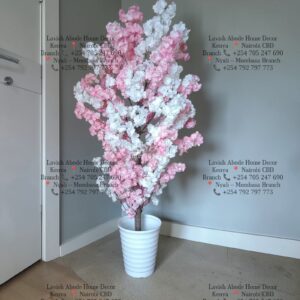 Artificial Cherry Blossom Trees Faux Cherry Blossom Tree White and Pink Tree for Office Wedding Home Office Living Room House Indoor Outdoor Decor 180cm