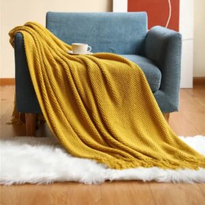 Jacquard Knitted tassel blankets /shawl throw blankets Decorative Sofa or bed throw Acrylic Cashmere  Mustard Yellow Burnt Orange White Yellow Gray Turquoise