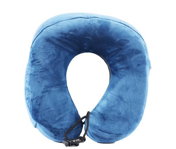 Ergonomic Neck Pillow Memory Foam Travel Compressable - Blue - Image 3