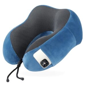 Ergonomic Neck Pillow Memory Foam Travel Compressable - Blue