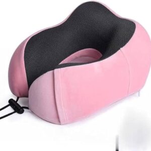Ergonomic Neck Pillow Memory Foam Travel Compressable - Pink
