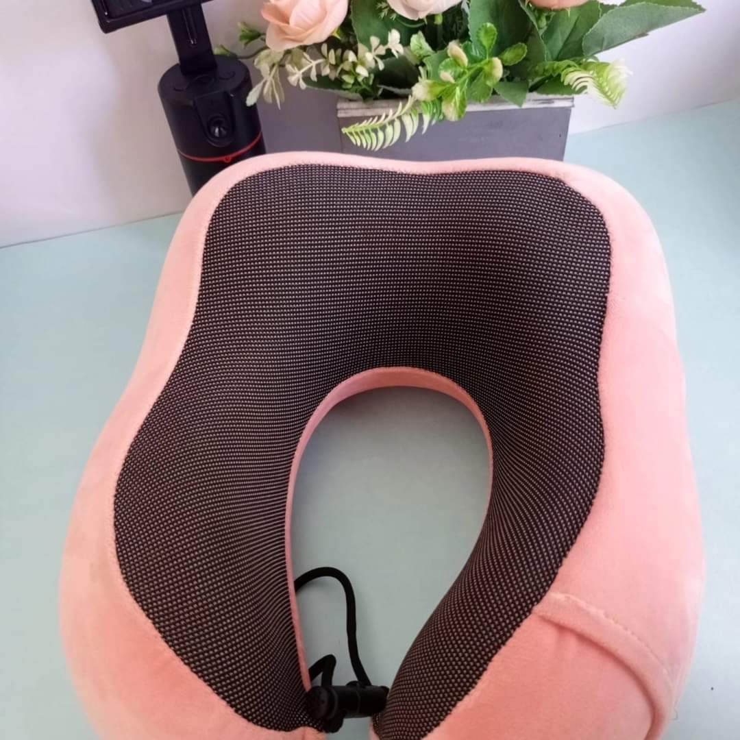 Ergonomic Neck Pillow Memory Foam Travel Compressable - Pink - Image 3