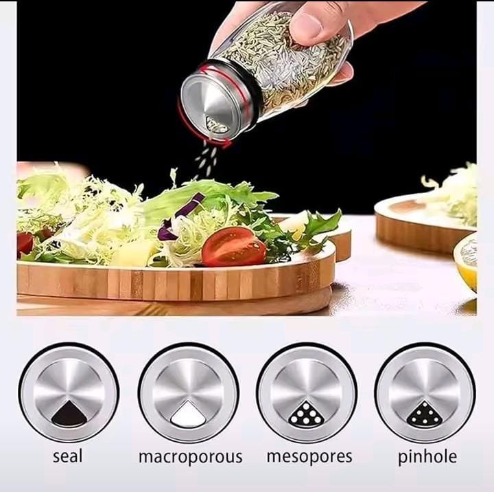 7-in-1 Rotating Spice Jar Set – Glass & Silver | Kitchen Storage Kenya - Image 2
