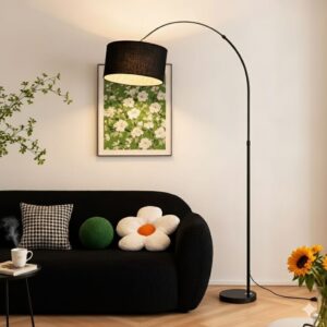 Modern Adjustable Arc Floor Lamp – Curved Design with Fabric Shade | Luxury Lighting Kenya