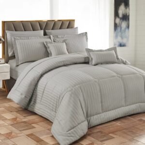Extra King Size Cotton Striped Duvet Set 7×8 – light gray | Luxury Bedding Kenya