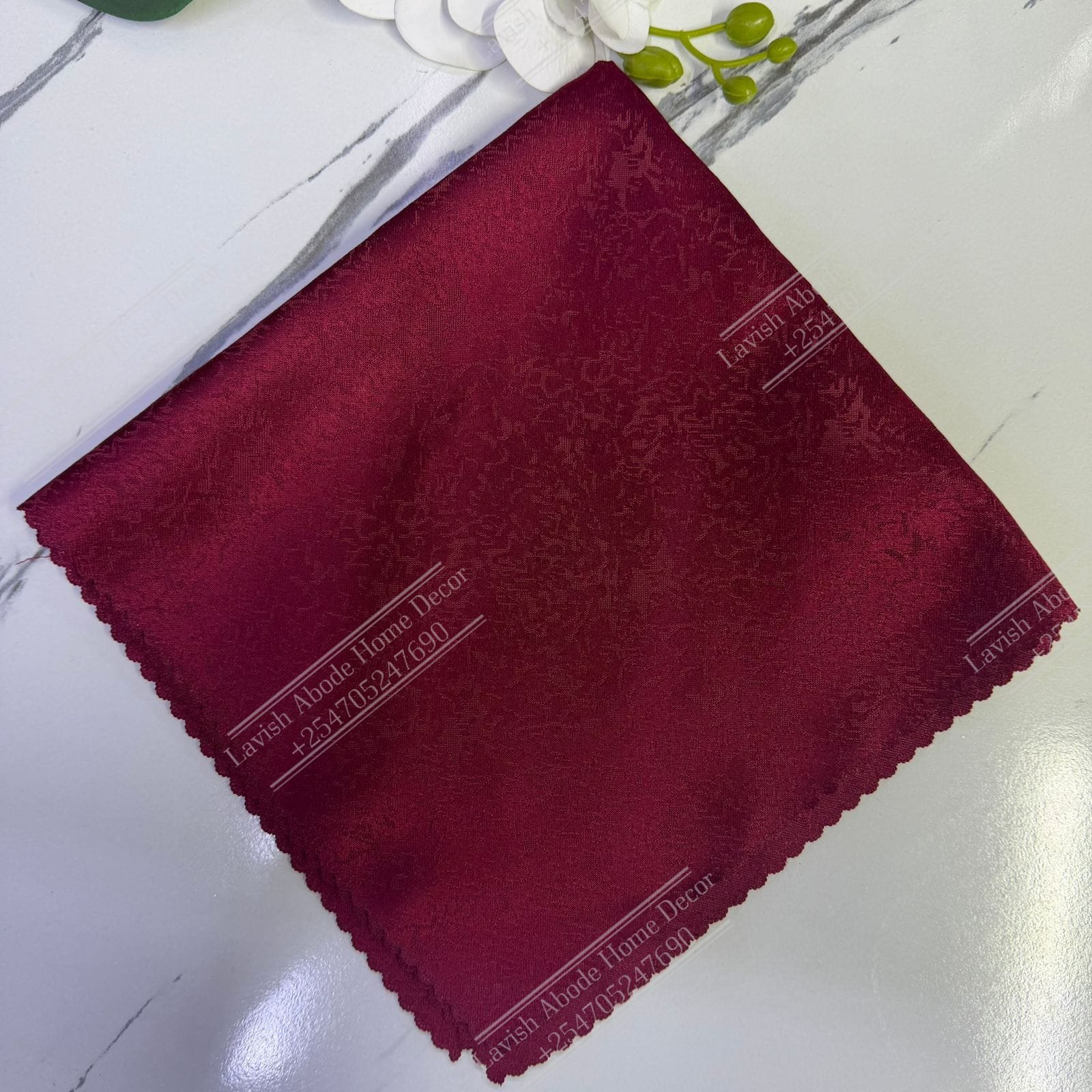 Maroon Damask Cloth Dining Napkins 20×20 – Reusable & Washable | Table Decor Kenya Burgundy - Image 2