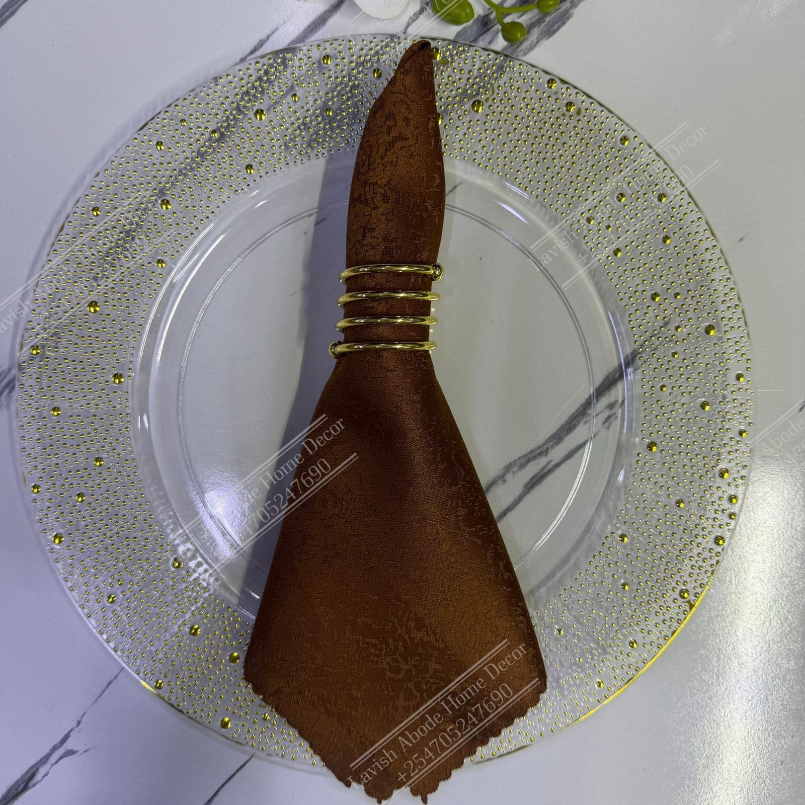 Brown Damask Cloth Dining Napkins 20×20 – Reusable & Washable | Table Decor Kenya
