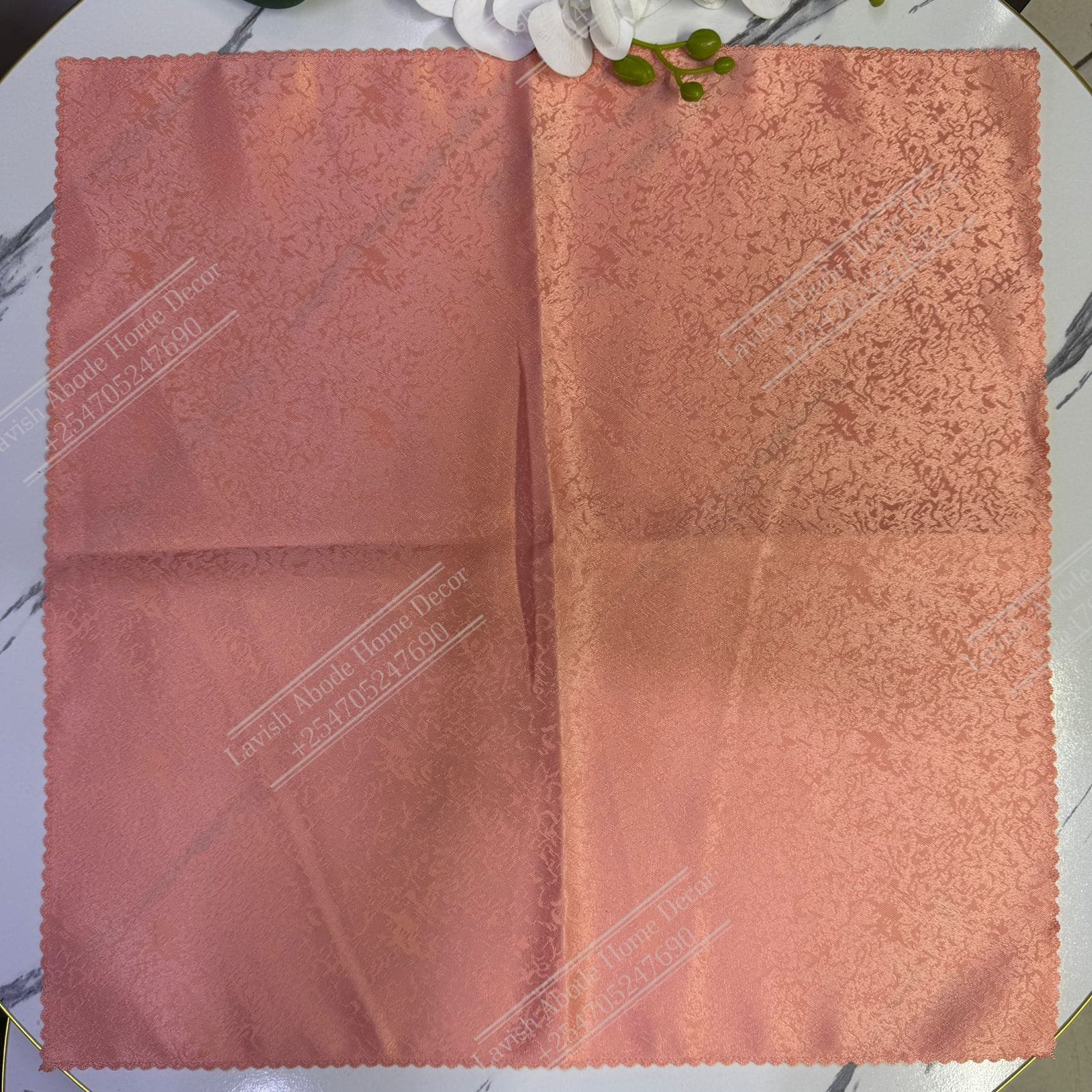 Peach Damask Cloth Dining Napkins 20×20 – Reusable & Washable | Table Decor Kenya - Image 2