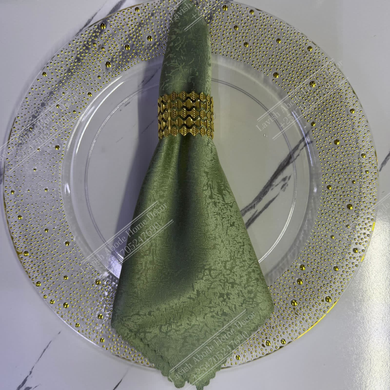 Sage Green Damask Cloth Dining Napkins 20×20 – Reusable & Washable | Table Decor Kenya