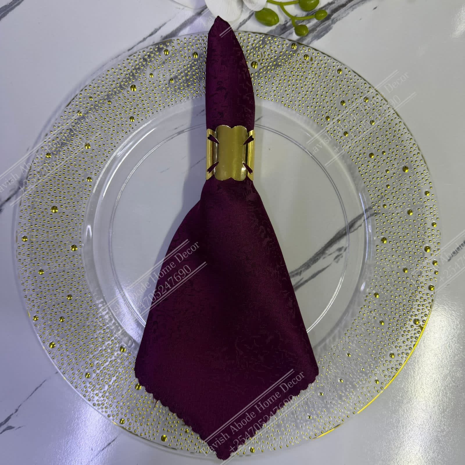 Dark Purple Damask Cloth Dining Napkins 20×20 – Reusable & Washable | Table Decor Kenya - Image 2