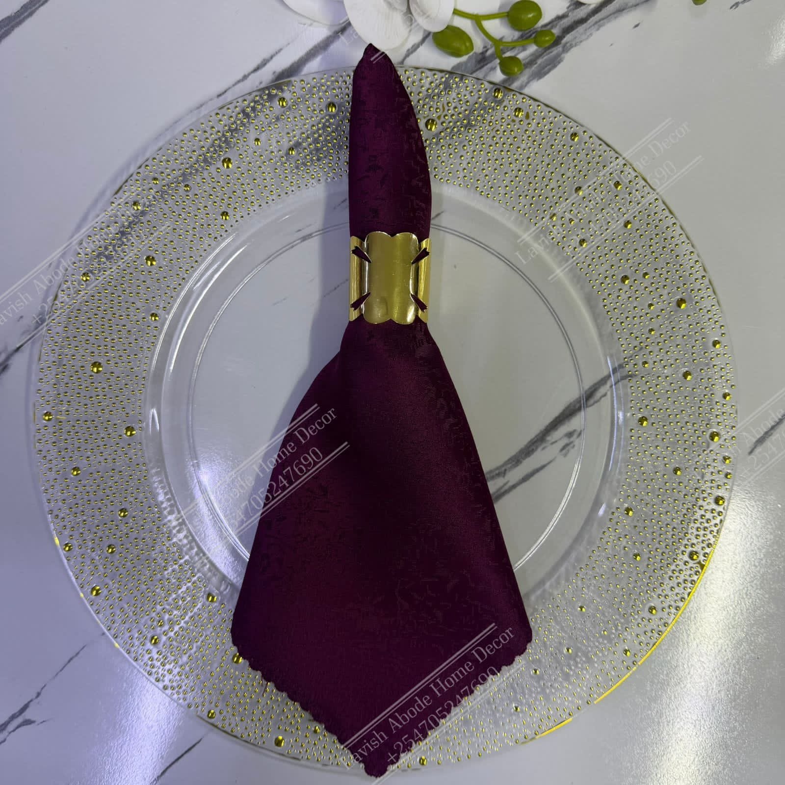 Dark Purple Damask Cloth Dining Napkins 20×20 – Reusable & Washable | Table Decor Kenya