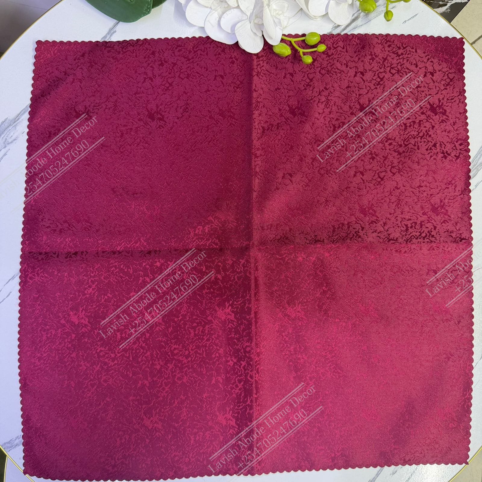 Maroon Damask Cloth Dining Napkins 20×20 – Reusable & Washable | Table Decor Kenya Burgundy - Image 3
