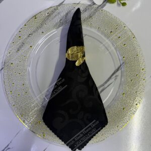 Black Damask Cloth Dining Napkins 20×20 – Reusable & Washable | Table Decor Kenya Flower Design