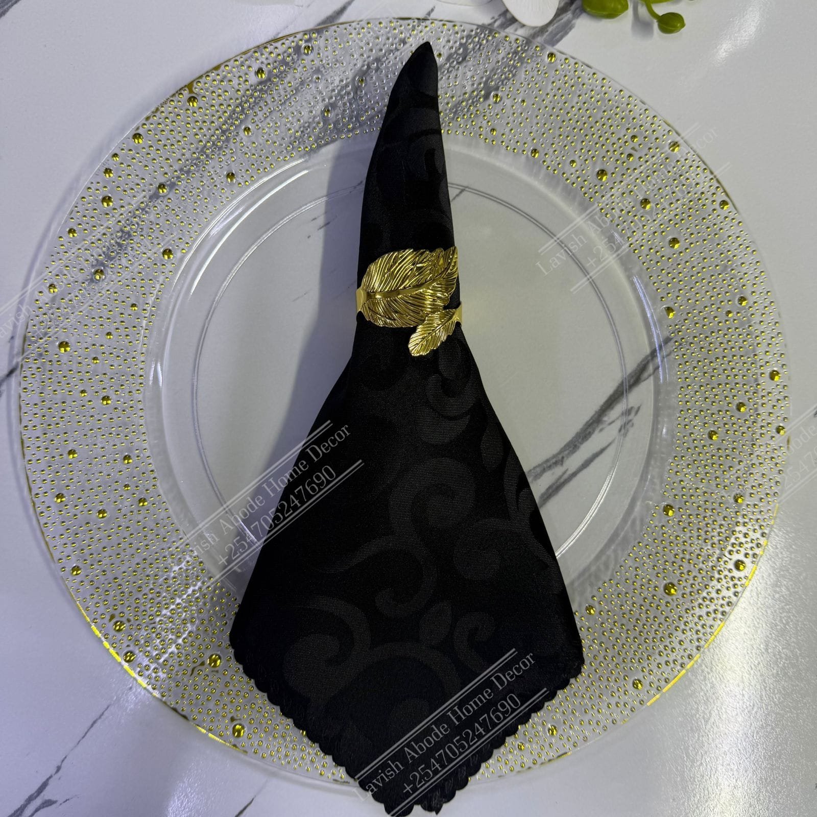 Black Damask Cloth Dining Napkins 20×20 – Reusable & Washable | Table Decor Kenya Flower Design