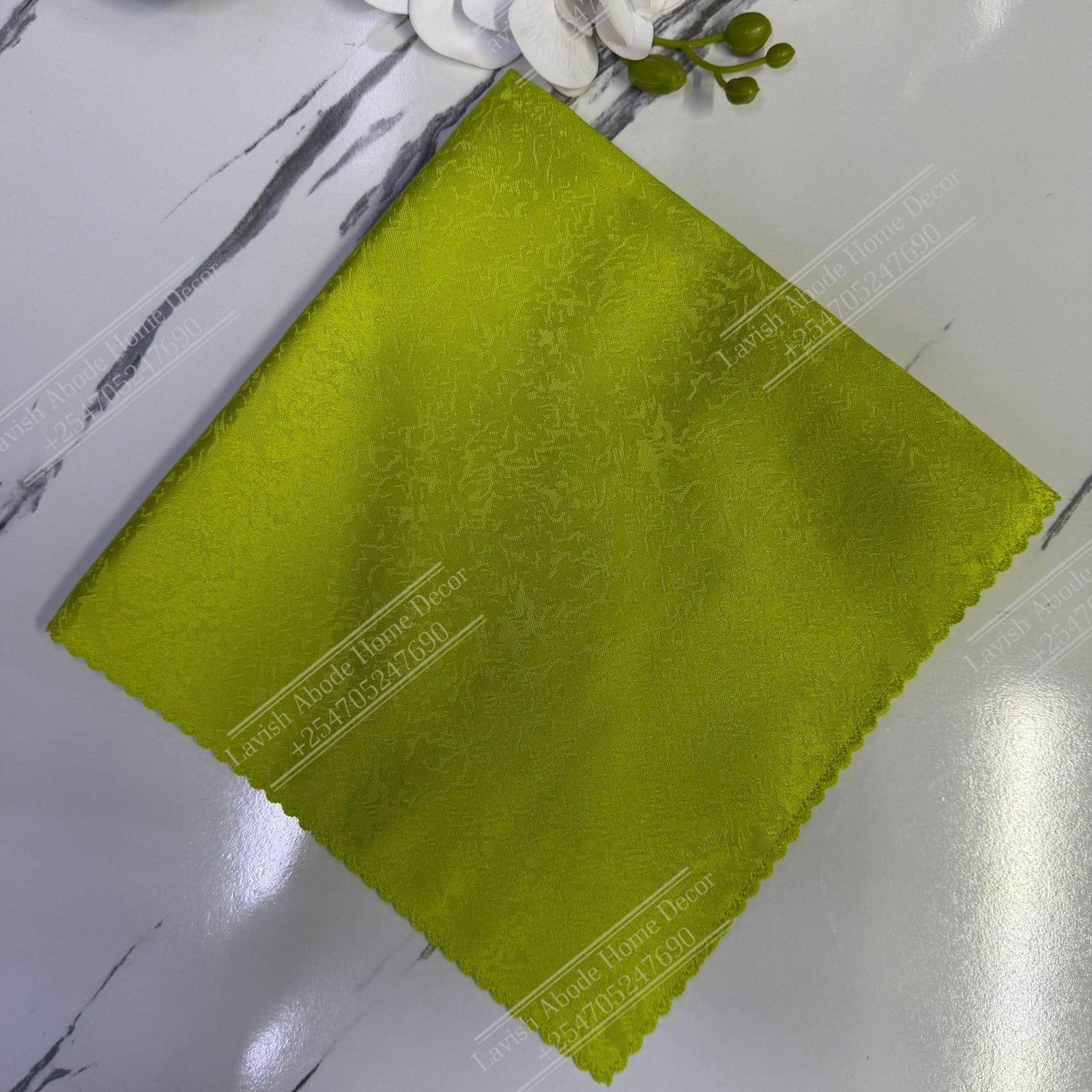 Olive Green Damask Cloth Dining Napkins 20×20 – Reusable & Washable | Table Decor Kenya - Image 2