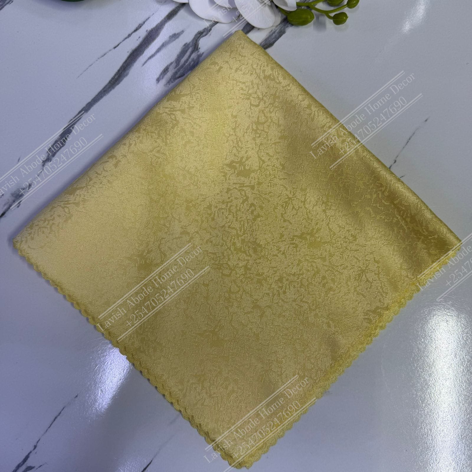 Cream Yellow Damask Cloth Dining Napkins 20×20 – Reusable & Washable | Table Decor Kenya - Image 2