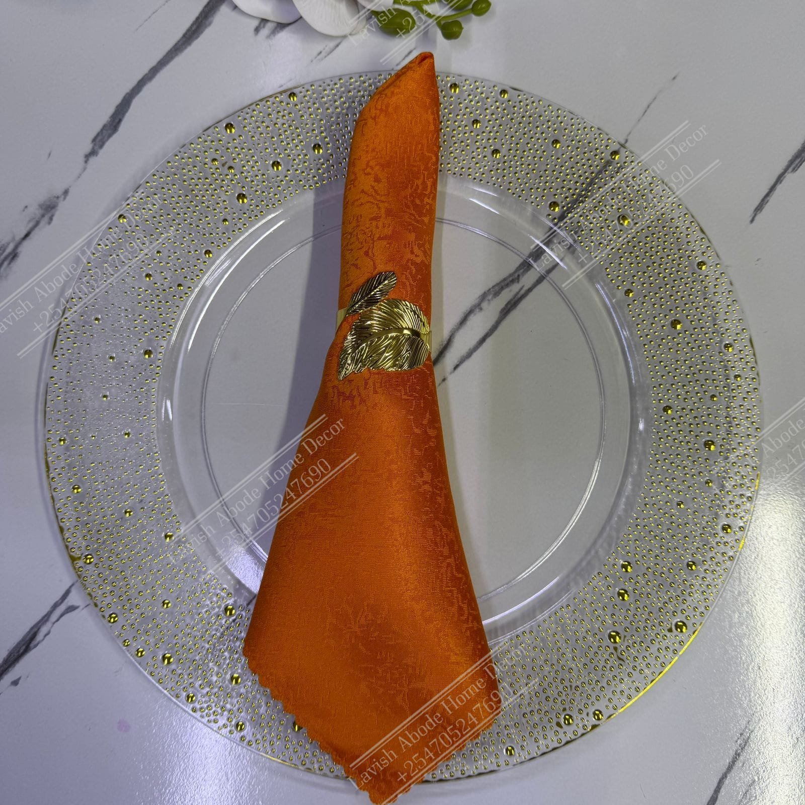 Orange Damask Cloth Dining Napkins 20×20 – Reusable & Washable | Table Decor Kenya