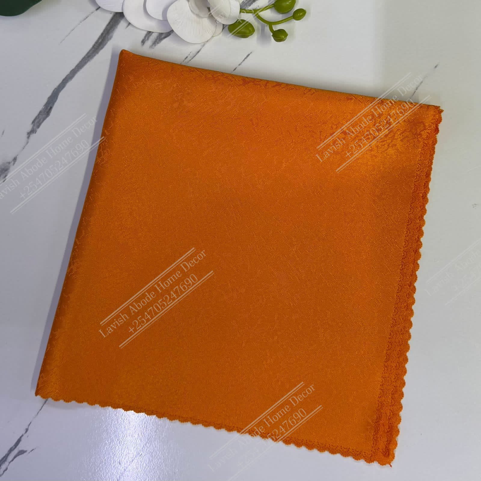 Orange Damask Cloth Dining Napkins 20×20 – Reusable & Washable | Table Decor Kenya - Image 3