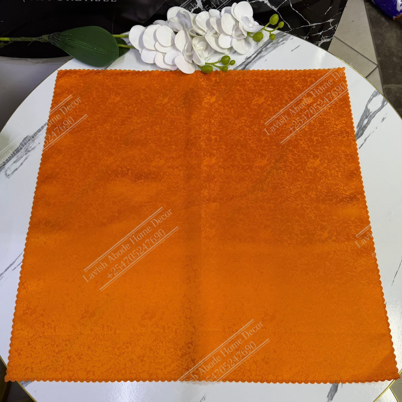 Orange Damask Cloth Dining Napkins 20×20 – Reusable & Washable | Table Decor Kenya - Image 2