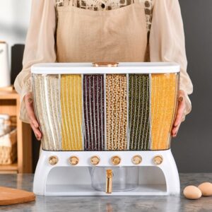 Acrylic Partitioned Rice/Cereal Dispenser Acrylic 6-Compartment Grain & Cereal Dispenser – Adjustable Storage | Kitchen Organization Kenya