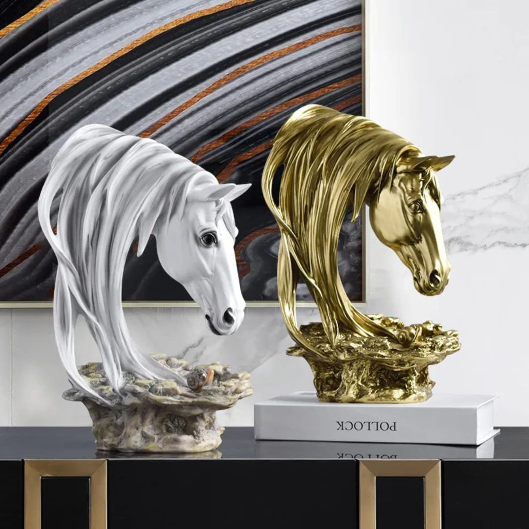 Deluxe White & Gold Horse Head Sculpture – Luxury Statement Decor | Home Decor Kenya - Image 3